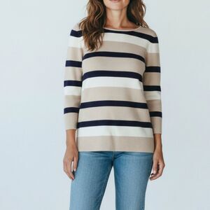 Banana Republic Women's Striped Color Block 3/4 Sleeve Sweater